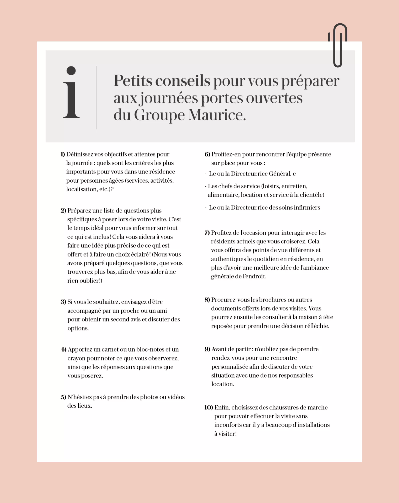 Portes Ouvertes du Groupe Maurice - Résidences pour aînés - Le Groupe Maurice